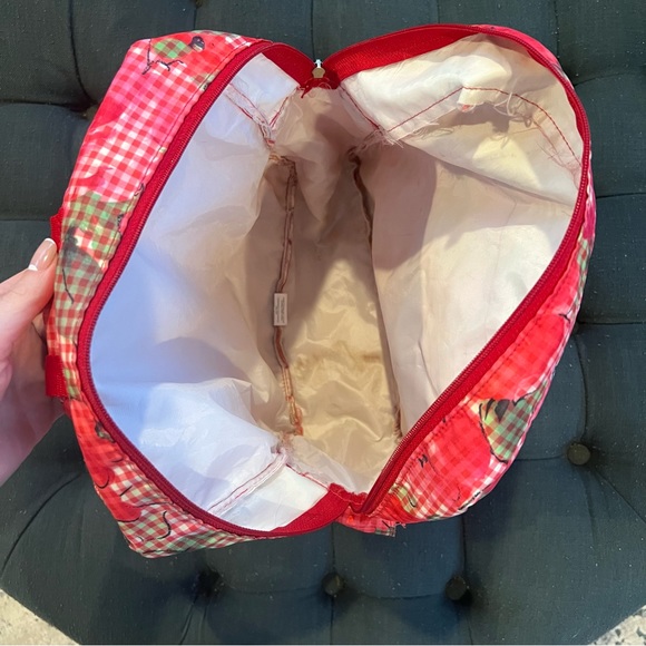 LeSportSac RARE Red Plaid Roses mini Backpack - Picture 3 of 6